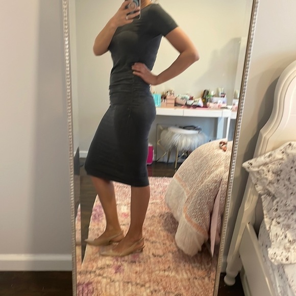 Rosie Pope Ruched Gray Modal Maternity Ruth Dress - Picture 9 of 9